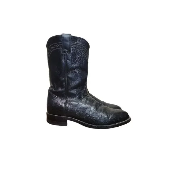 Justin Ostrich Full Quill Leather Cowboy Boots